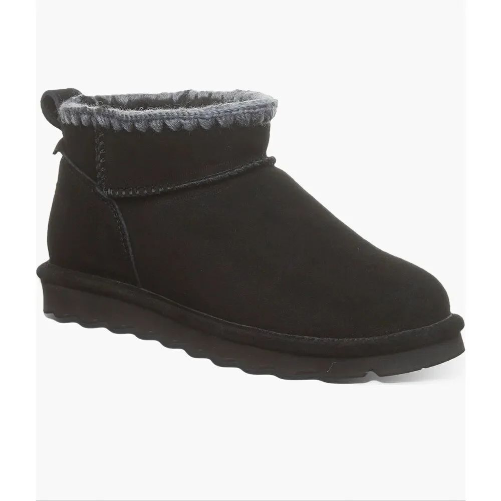 Bearpaw Shorty Crochet Bootie black suede size 8 New